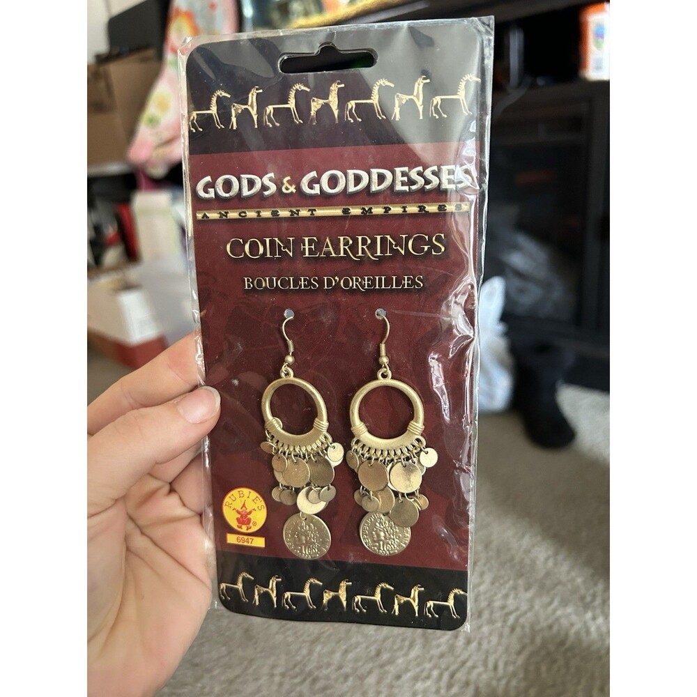 New Gods & Goddesses Gold Coin Earrings Halloween Costume Accessory Adult